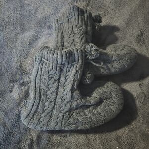 Black knit slippers boots